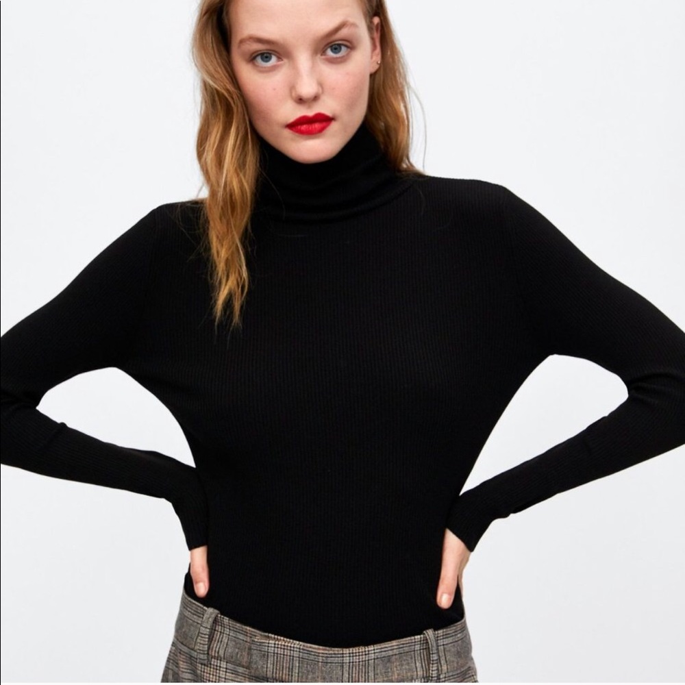 Zara Thin Black Turtleneck Sweater